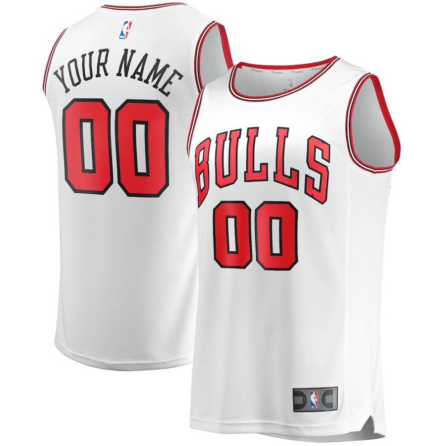 Men Chicago Bulls Fanatics Branded White Fast Break Custom Replica NBA Jersey->youth nba jersey->Youth Jersey